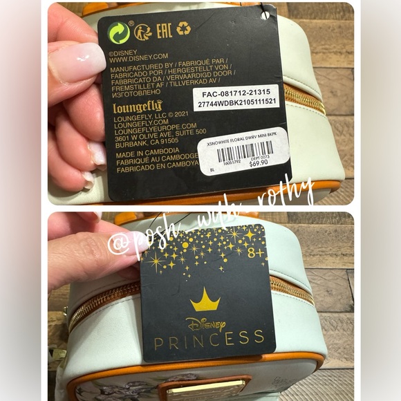 Loungefly Disney Snow White and the Seven Dwarfs Floral Mini Backpack, NWT - Picture 10 of 13